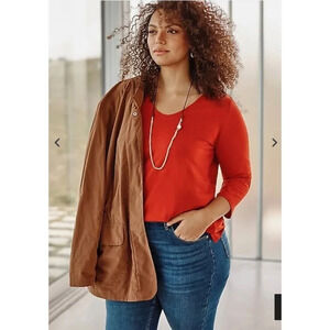 J jill Luxe supima forward seam tunic 3/4 sleeve maroon soft stretchy casual 3X